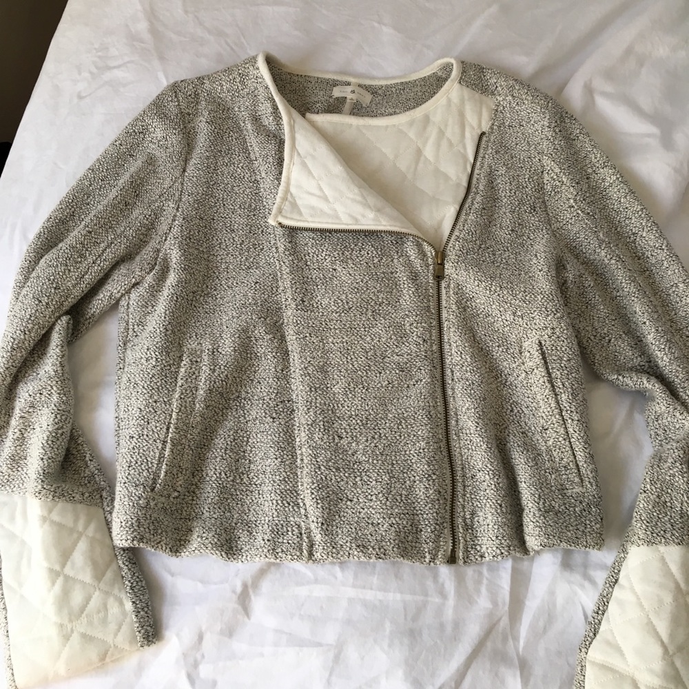 Black and cream cropped zip up