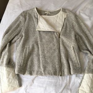 Black and cream cropped zip up