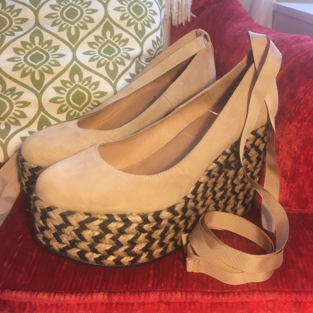 Free people suede ankle tie espadrille platform