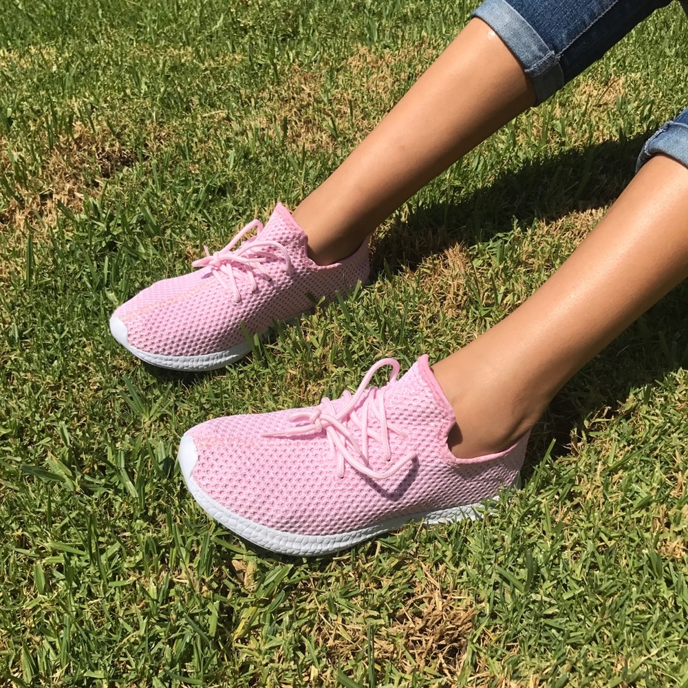 Ladies pull on light weight lace sneakers. Teal - Picture 5 of 5