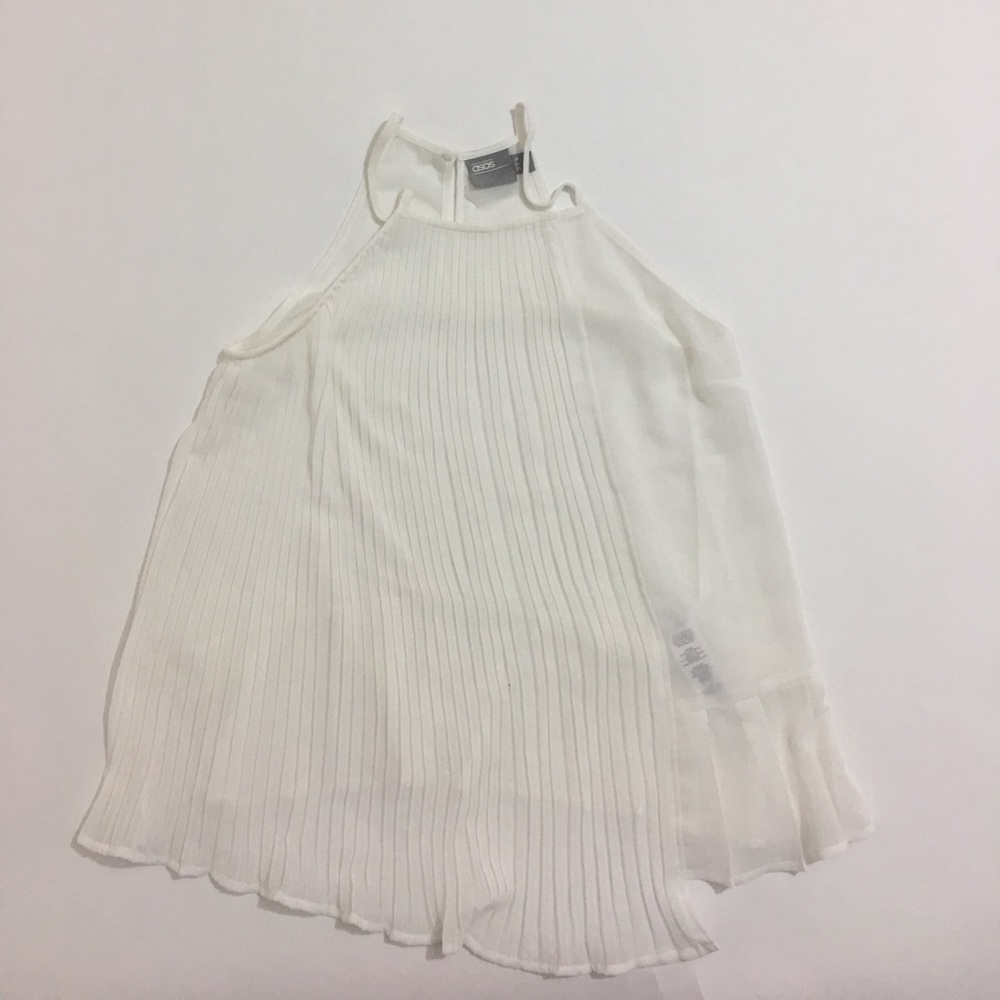 Asos White Ruffle Sleeveless Top