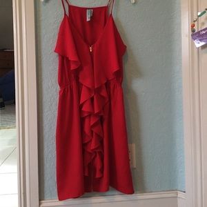 red ruffled dress