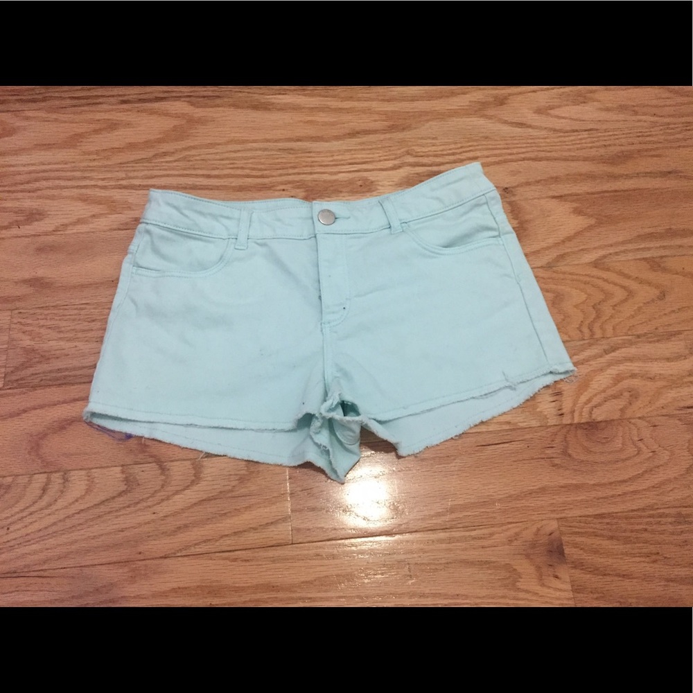Sky blue , super stretch shorts .