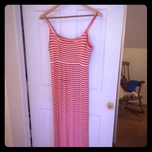 Calvin Klein orange and white striped maxi dress