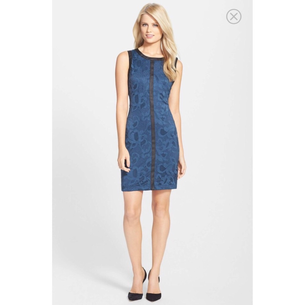 NWT Tart lace teal dress with leather trim