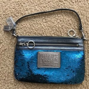 Coach Poppy sequined wristlet