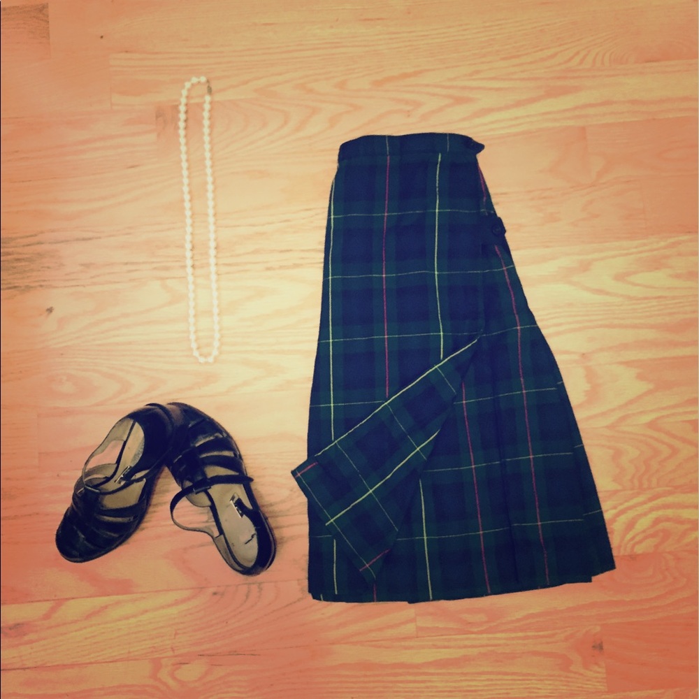 Long wrap , double button pleated skirt