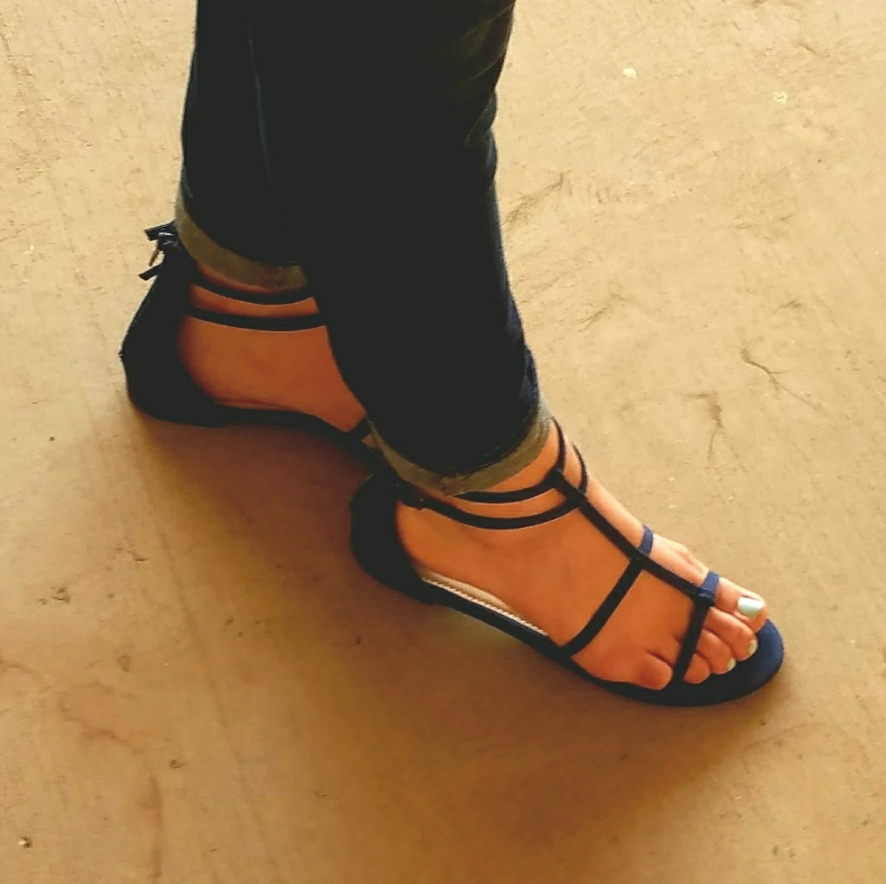 Navy Caged sandal