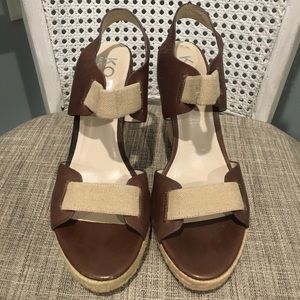 KORS Michael Kors Safari Brown & Tan Wedges