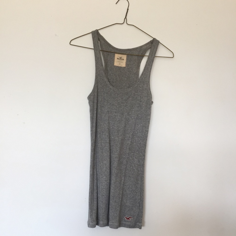 Hollister grey tank with embroidered logo