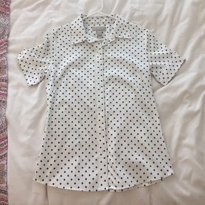 Button up short sleeve polka dot shirt