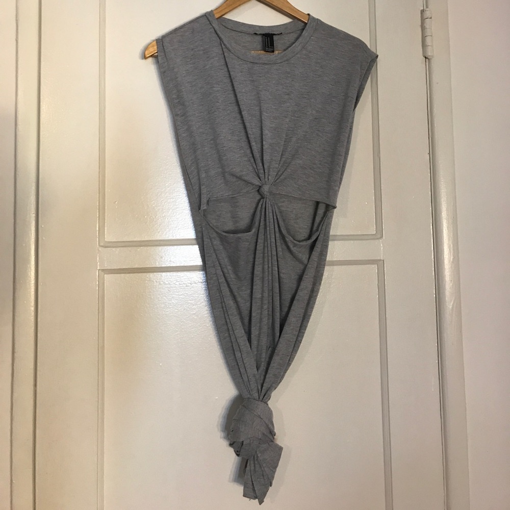 Grey front cut-out T-shirt dress