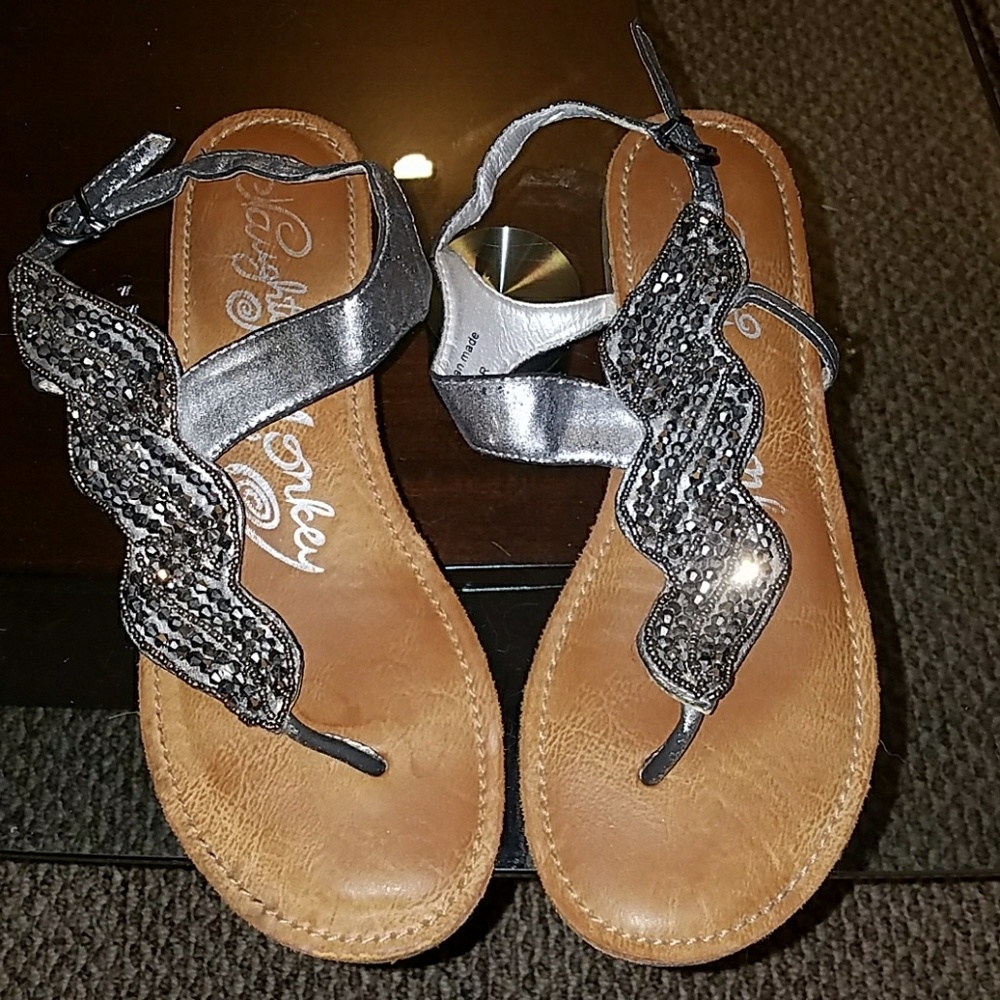 Gunmetal Grey Sparkly Sandals!!