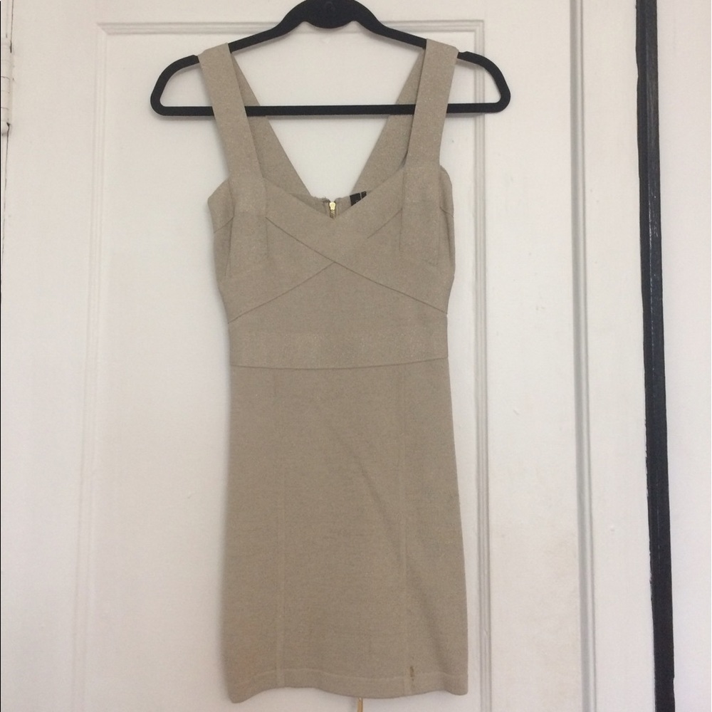 Gold bandage mini dress