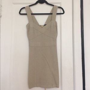 Gold bandage mini dress