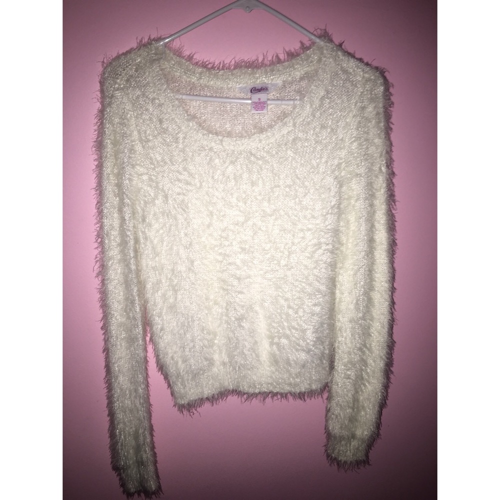 Fuzzy white sweater
