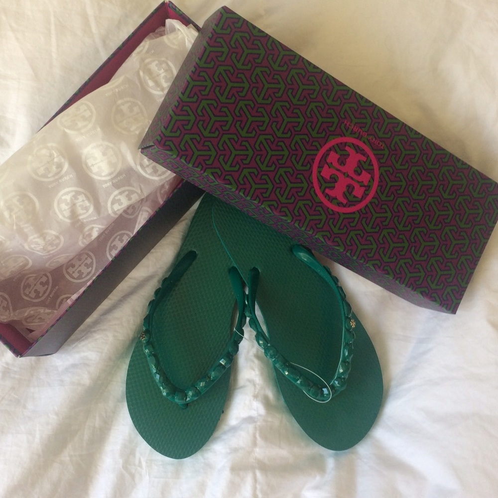 Tory Burch Jeweled Flip Flops