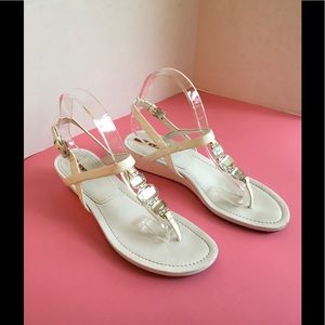 Authentic Prada White Jewel T strap Wedge Sandals Authentic Prada White Jewel T strap Wedge Sandals
