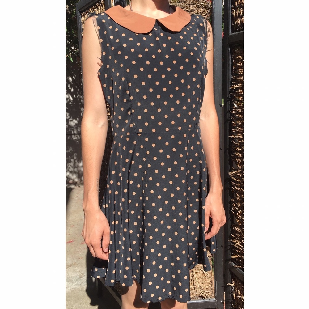 Audrey 3+1 polka dot polyester collar dress