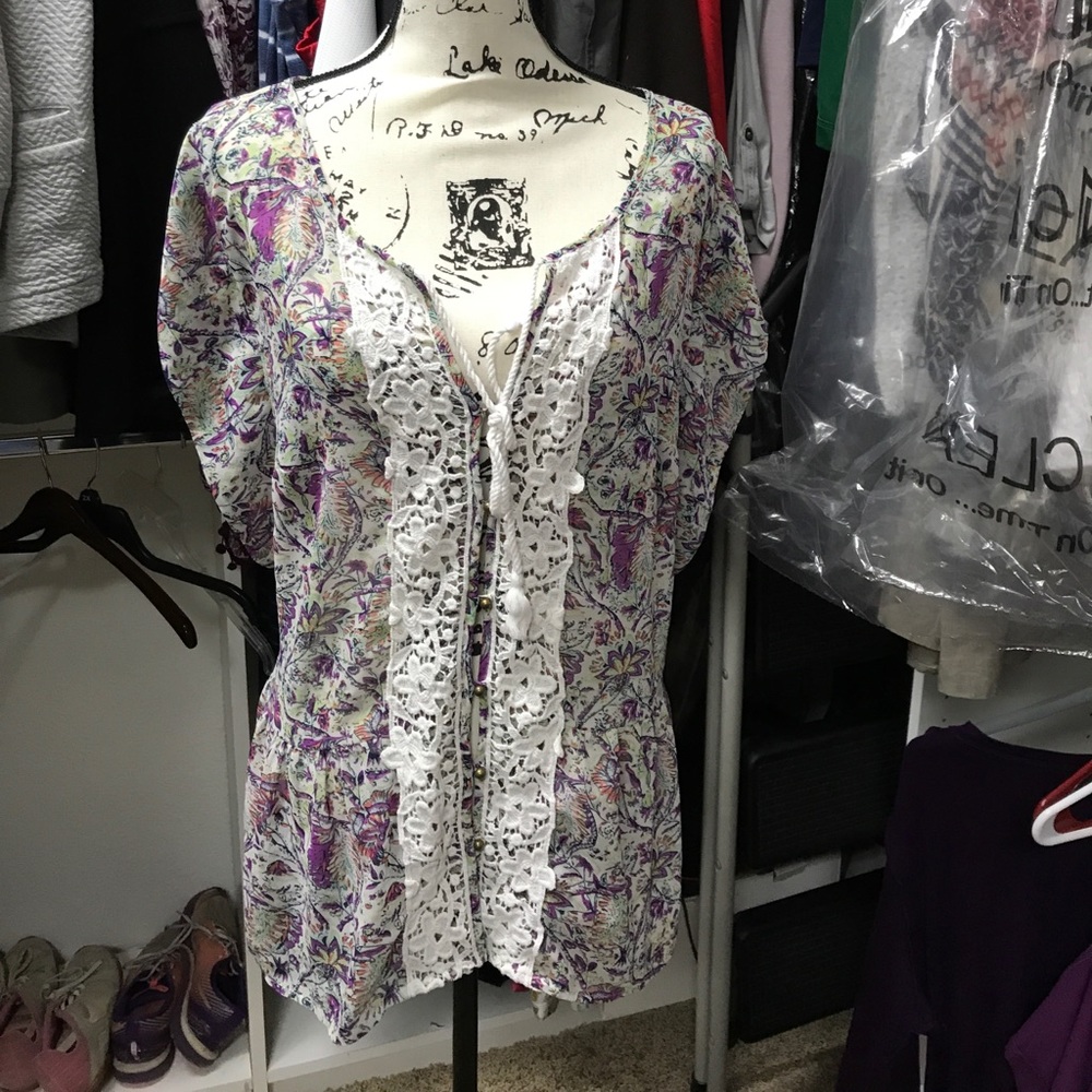 Daniel Rainn Printed Tunic Blouse (Plus Sized)
