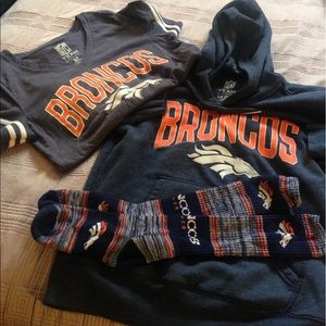 Broncos hoodie, shirt and socks