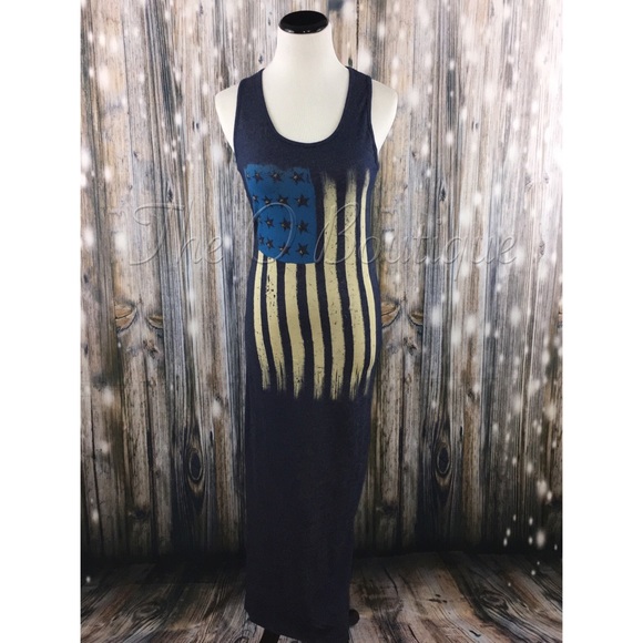 🎉CLEARANCE🎉 Navy American Flag Tank Maxi Dress - Picture 4 of 6