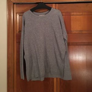 LOFT Gray Knit Tunic Sweater with Slide Slits