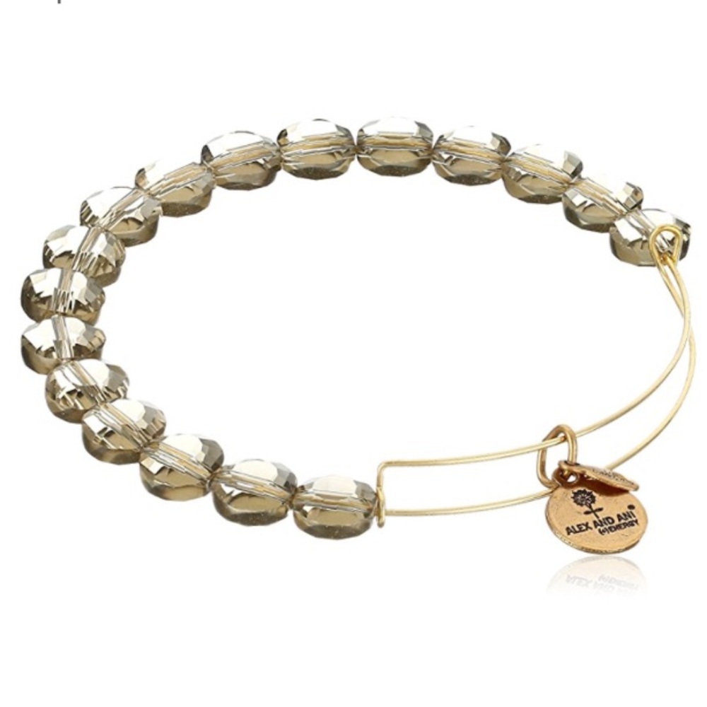 Alex and Ani Smoke Luxe Bead Bangle w/ gold finish
