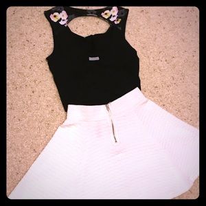 Ivory Skater Skirt with Zipper