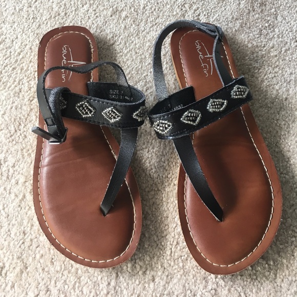 Women's Black Beaded Sandals - Picture 1 of 3