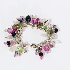 Bling heavy crystal dangle Sterling charm bracelet