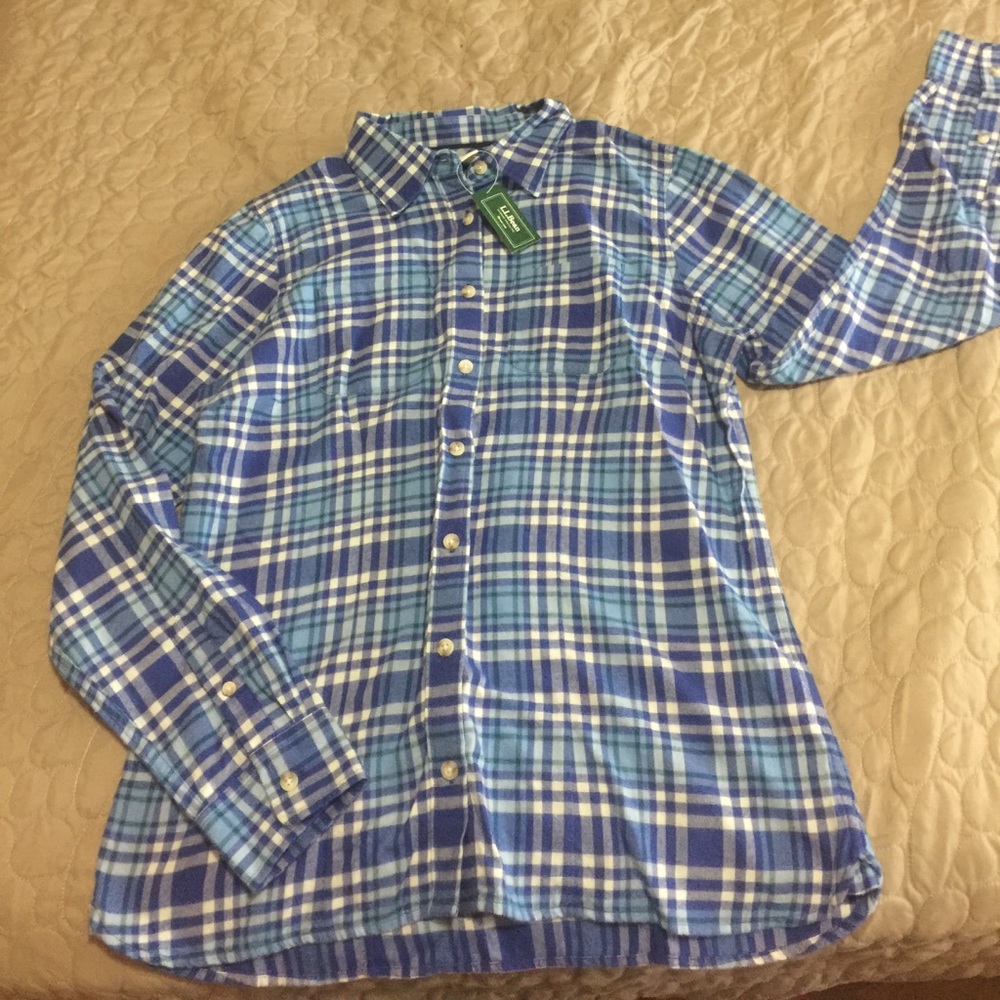 LL Bean NEW WITH TAGS flannel button up XS