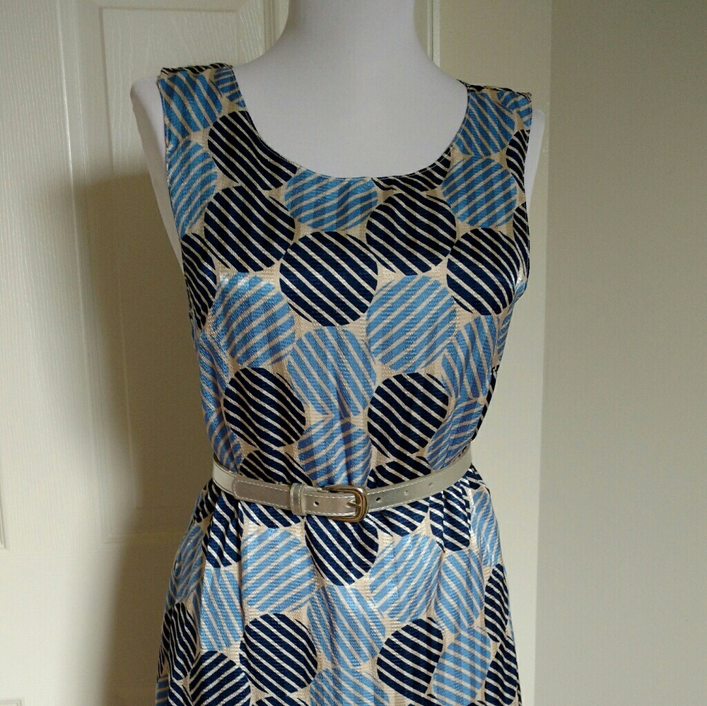 Blue polka dot shift dress