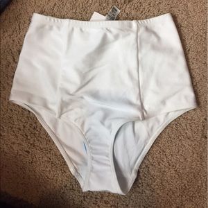 White High Waisted Bathing Suit Bottoms - Small