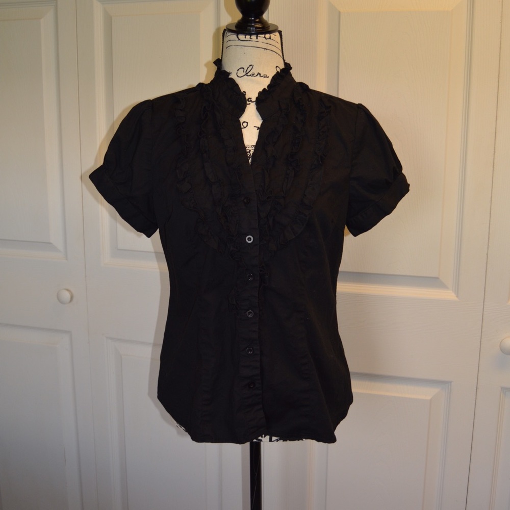 Maurice's Black Bottom Down Blouse Size Large