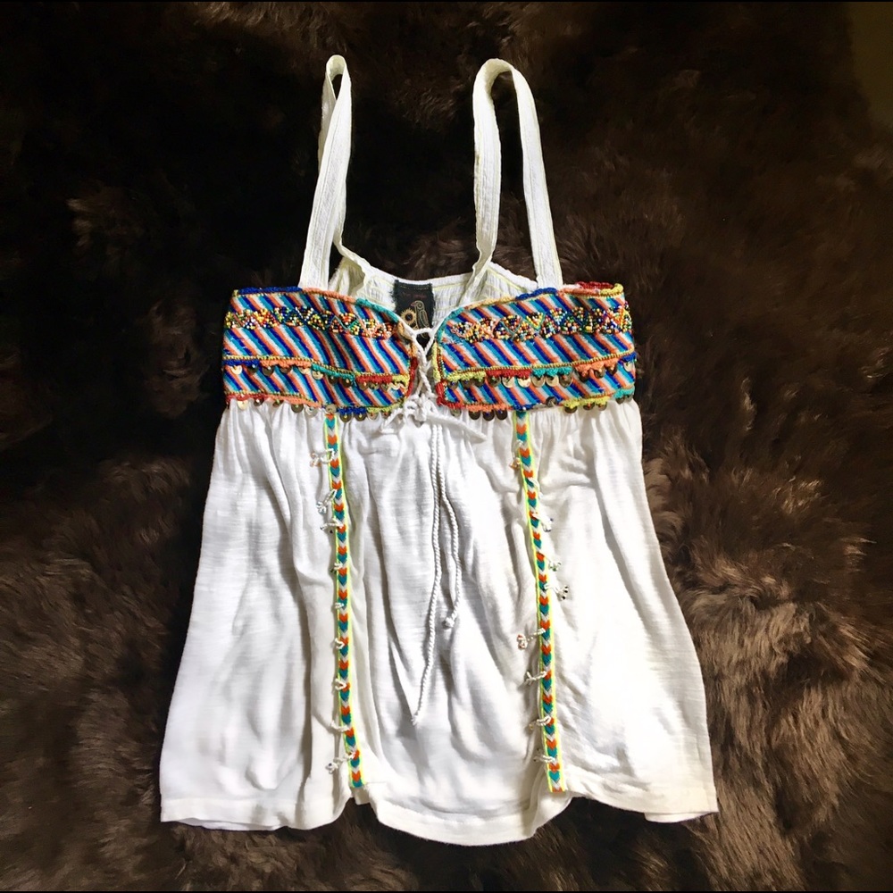Free People Top w Lace Up Bust
