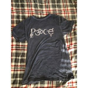 " Peace religion " graphic tee.