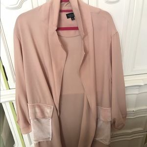 Topshop pink trench with velvet pockets