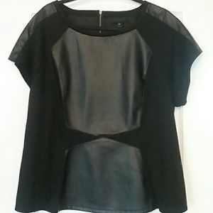 "Leather" peplum top.