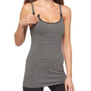 Versatile Cotton Nursing Tank - Dark Gray Stripes