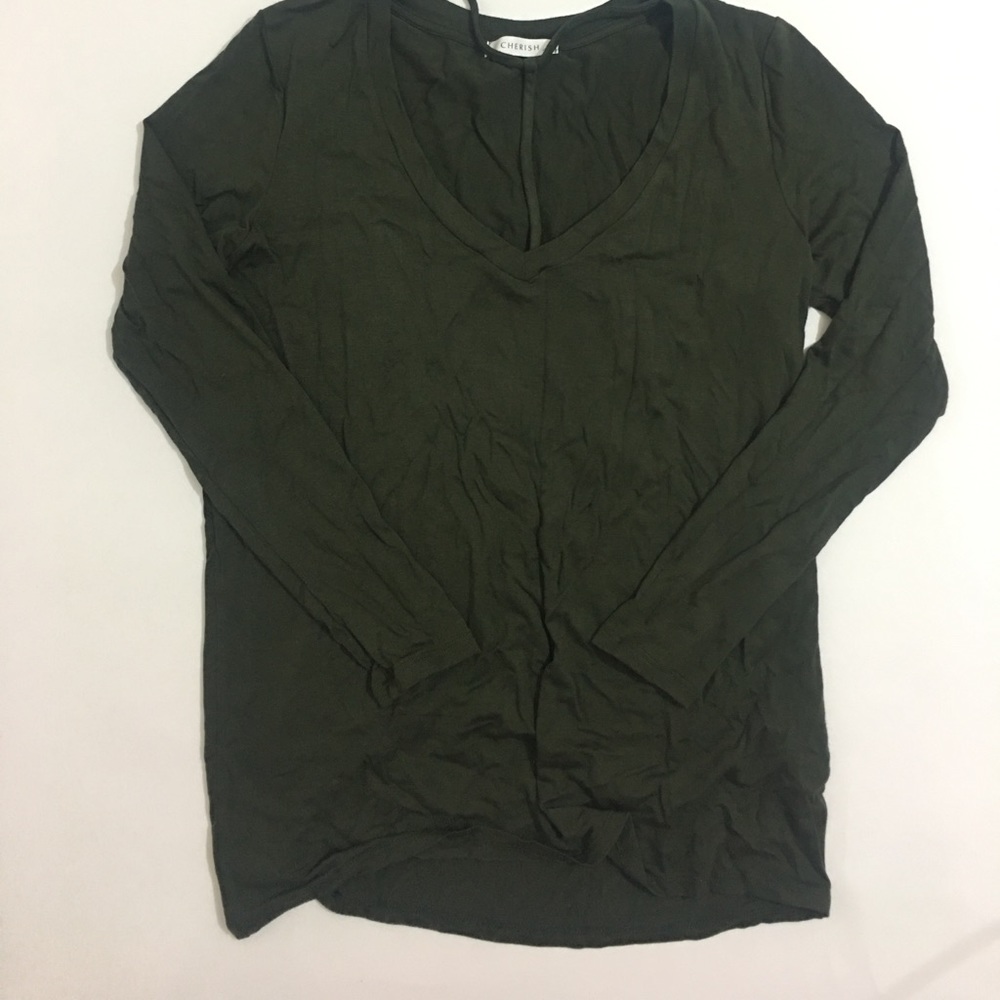 Long Sleeve V Neck Strappy Top