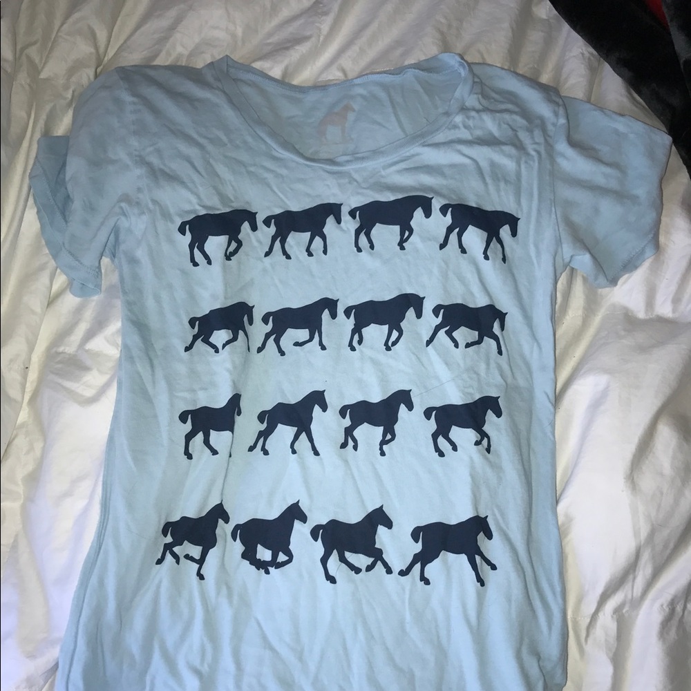 blue cute horse tee shirt