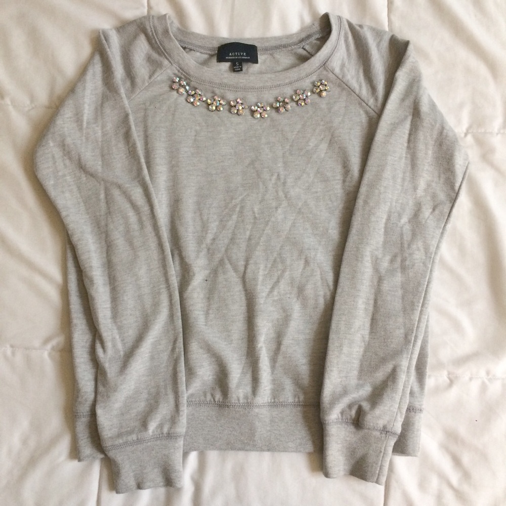 🌼Jewel Neck Gray Sweater
