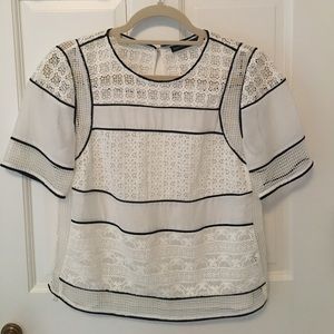 paneled & embroidered top