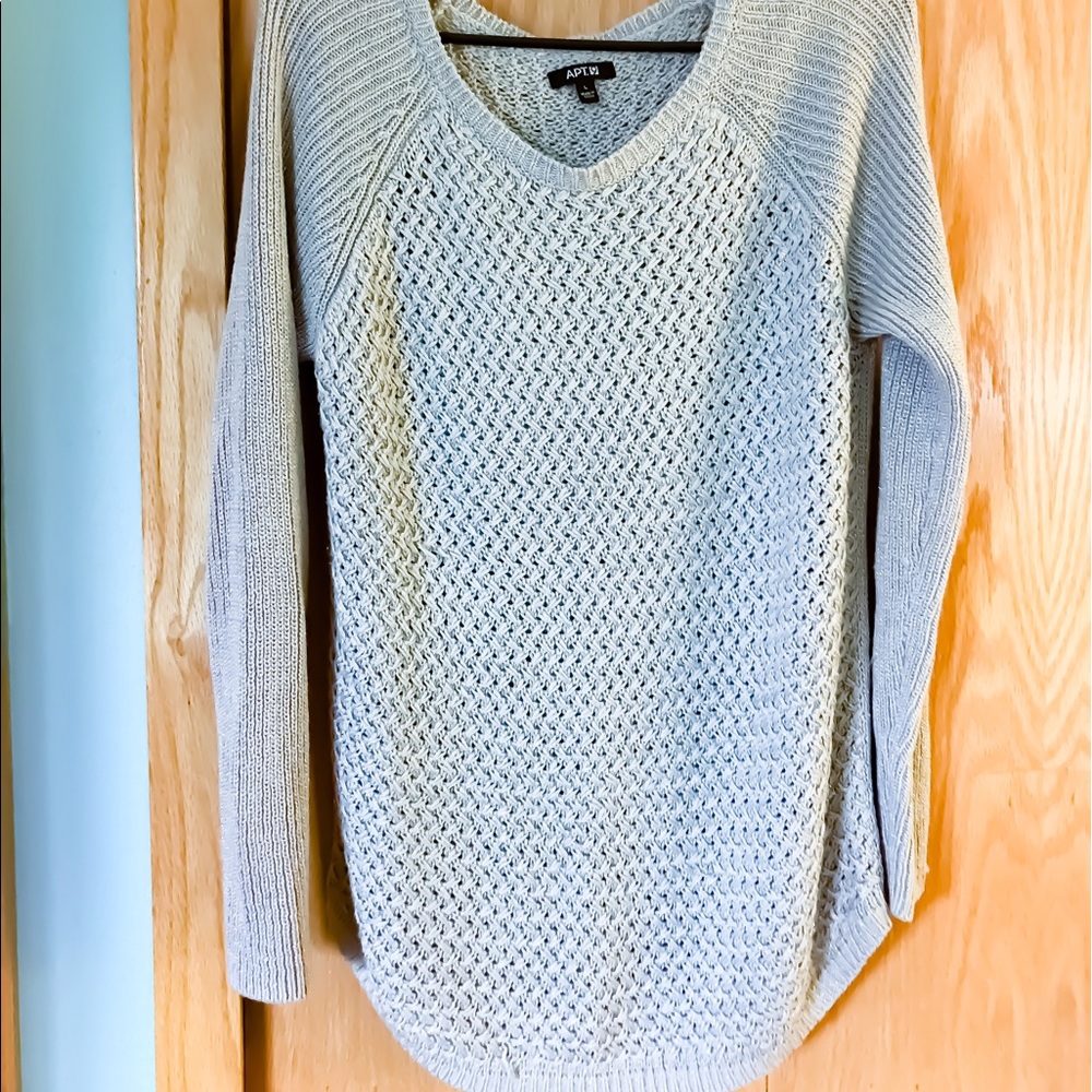 Apt. 9 L Sheer Glittery Gray Sweater