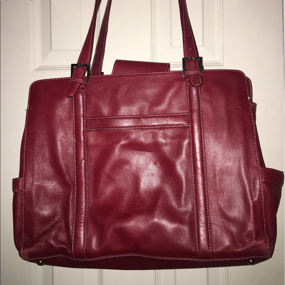 Frank Covet Red Leather Laptop Bag