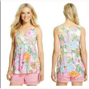 Lilly Pulitzer Nosie Posey V Neck Top Sz Small S