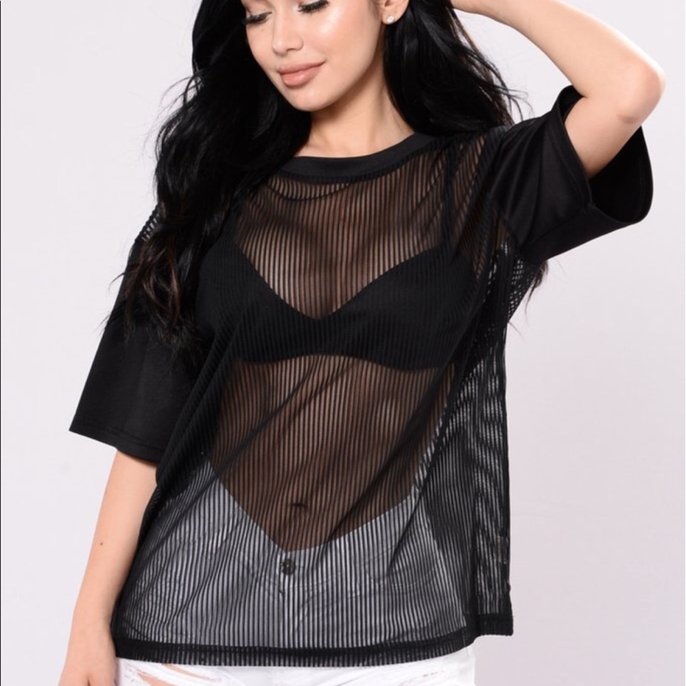 Black mesh shirt plus size
