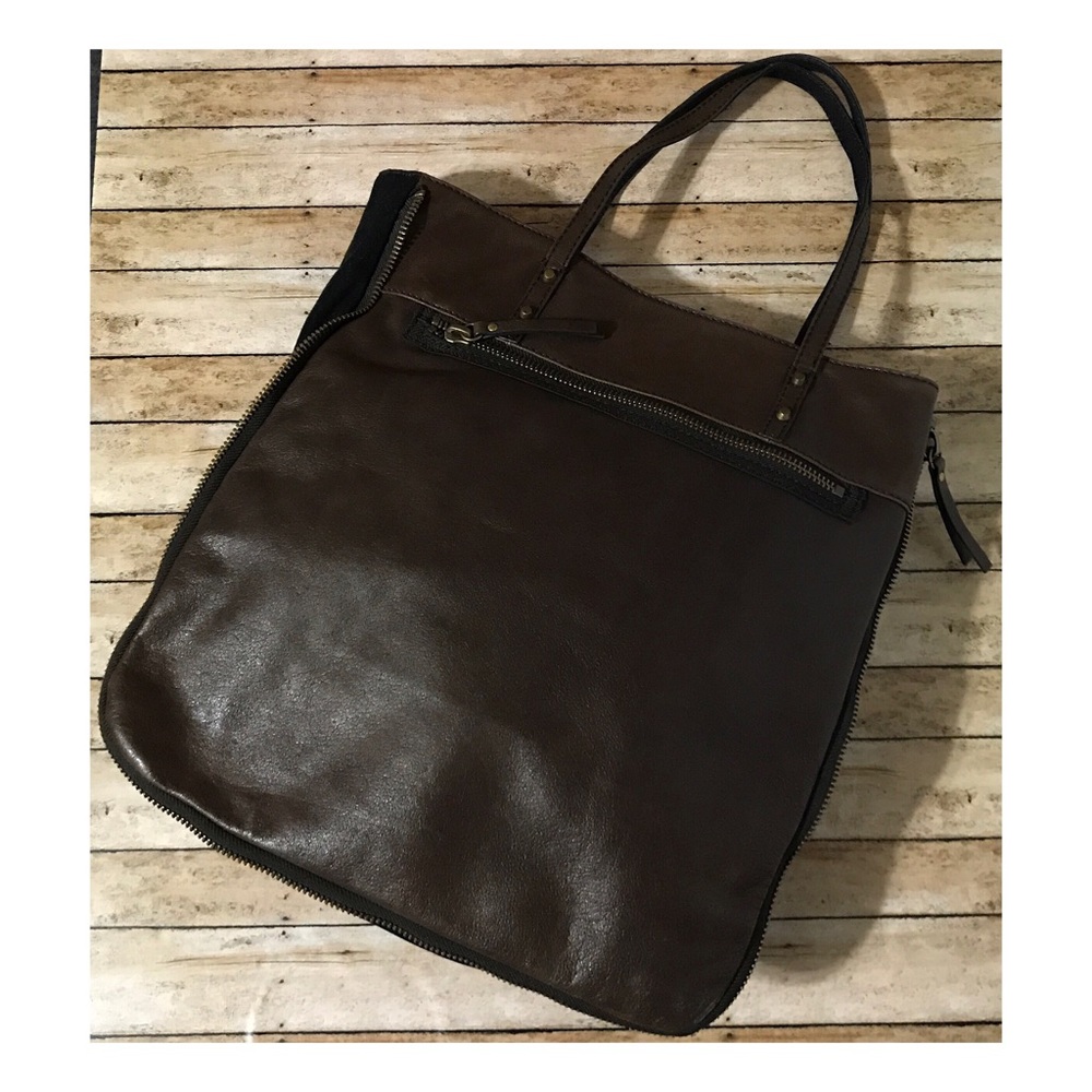 🌀J. Crew Expandable Leather Tote