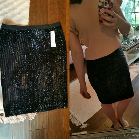 Ann Taylor Dresses & Skirts - Midnight Blue Ann Taylor Sequin Skirt